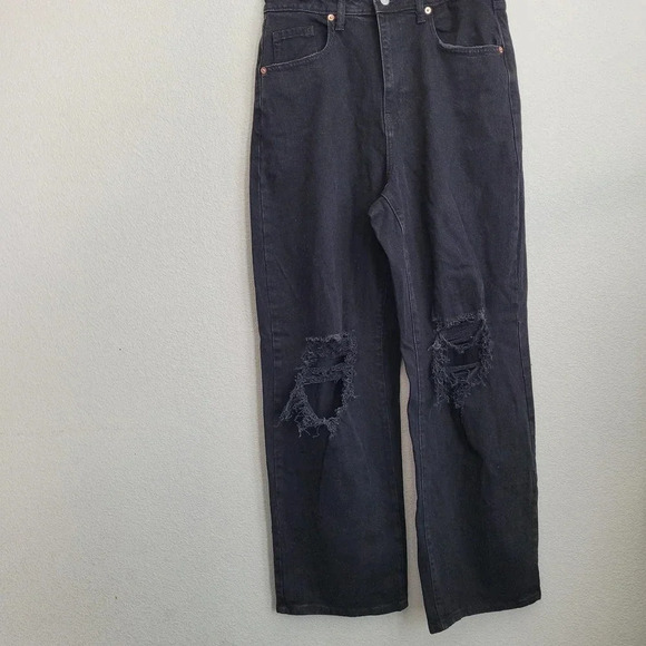 Wild Fable Womens Straight Baggy Jeans 8 Black Denim Distressed High-Rise NEW - Picture 1 of 9
